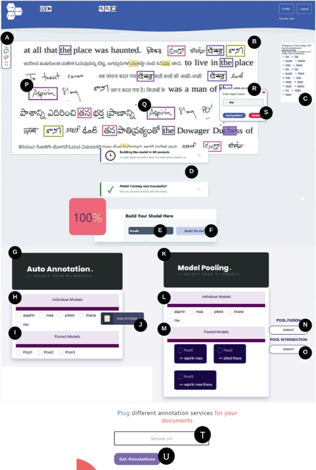 A Platform for Large Scale Auto Annotation of Scanned Documents Featuring Real-Time Model Building and Model Pooling